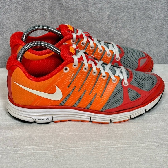 Nike Lunarlon Lunar Elite 2 FlyWire Running Shoes- Orange/Gray-Women Size 8.5 - Picture 1 of 9